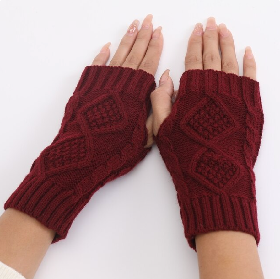 Crimson Weave Finger Gloves