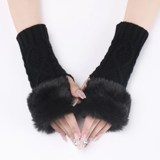 Jet Fur-Knuckle Gloves