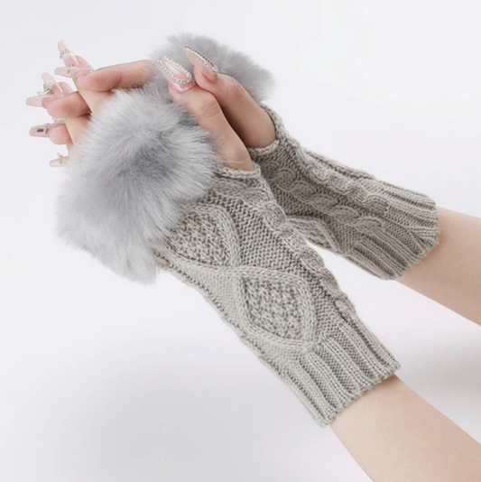 Marble Fur-Knuckle Gloves