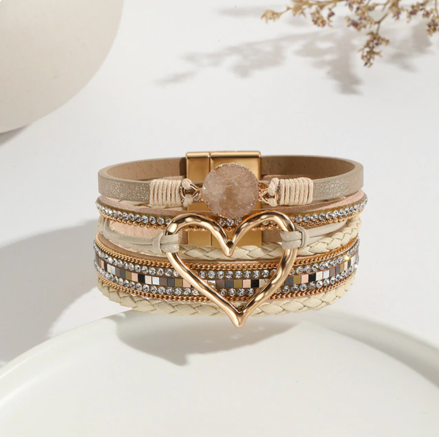 Beige Heartfelt Bangle